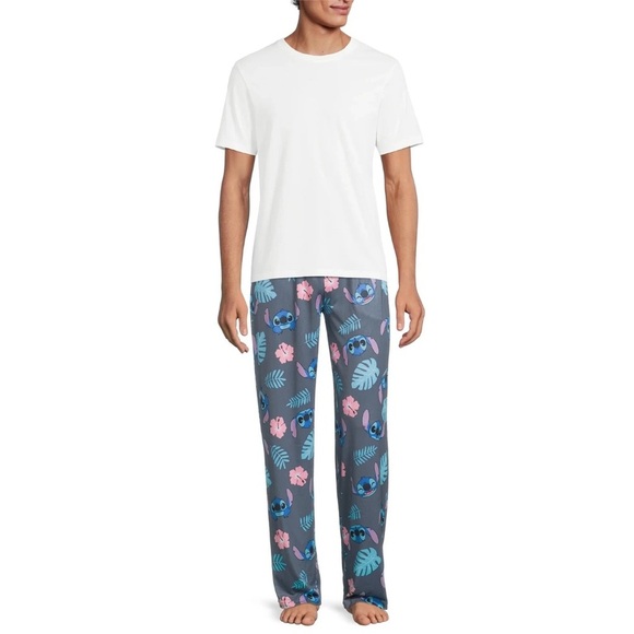 Stitch Men's Poly Sleep Pants, Size Medium (8-10), Relaxed Fit, Pull-On, Gray - Picture 2 of 5